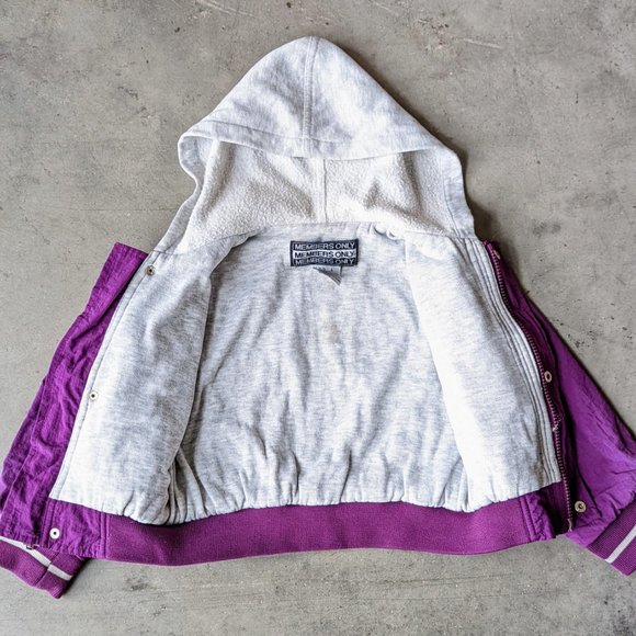 Vintage Members Only Kids Purple Gray Hooded Full Zip Jacket size 5 - Picture 7 of 10